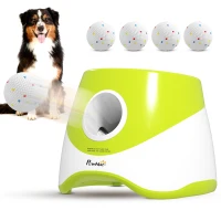 PawHut Automatic Dog Ball Launcher with 5 ETPU Balls 2.3", 3 Distance Settings 20ft, 33ft, 46ft, Green(m-9)