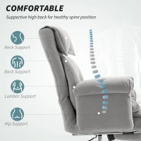 HOMCOM High Back Office Chair, Reclining Desk Chair with Footrest, Swivel Base, Rolling Wheels, Light Grey(m-4)
