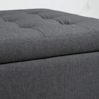 HOMCOM Tufted Storage Ottoman, Upholstered Accent Bench Seat, Cube Storage Box, Footrest Stool, Dark Grey(m-10)