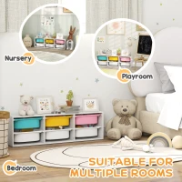 Qaba Kids Toy Storage Organizer with 6 Removable Plastic Bins for Toddlers, Toy Box for Bedroom, Nursery, Playroom(m-6)