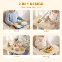 Qaba Kids Table and Chair Set, Children Desk and Chair with Storage Bin for Playing, Reading, Painting, for Ages 3-5, White(m-4)