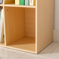 HOMCOM 6-Cubby Kids Bookcase with Reading Nook and Cushion, Multi-Purpose Storage Organizer for Bedroom, Living Room, Natural(m-7)