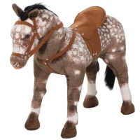 Qaba Kids Ride on Horse with Neighing Sound, Saddle for Ages 3-8(m-1)