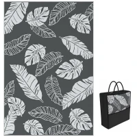 Outsunny Reversible Outdoor RV Rug, Patio Floor Mat, 6' x 9' Plastic Rug for Backyard, Deck, Beach, Camping, Grey and White(m-13)