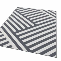 Outsunny Reversible Outdoor RV Rug, Patio Floor Mat, 6'x9' Plastic Straw Rug for Backyard, Deck, Beach, Camping, Grey and Cream(m-9)