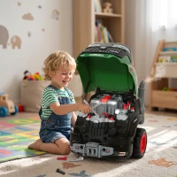 Qaba Truck Engine Toy, Kids Mechanic Repair Set with Spray, Lights, Sounds, Educational Gifts for 3-6 Years, Green(m-10)
