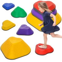 Qaba 6PCs Non-Slip Stackable Kids Stepping Stones, Heart-Shaped(m-9)