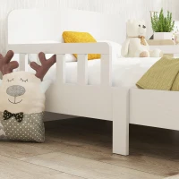 Qaba Toddler Bed Frame with Safety Side Rails for Girls and Boys, Bedroom Furniture, White(m-7)