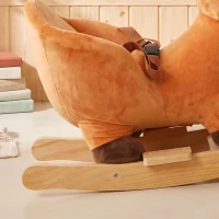 Qaba Baby Rocking Horse, Spotted Deer Rocking Horse Toy with Sounds, Seat Belt and Widened Base for Toddlers 1-3 Y, Brown(m-9)