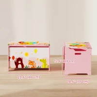 Qaba Kids Storage Chest with Lid, Toy Box Organizer with Safety Hinges for Playroom, Bedroom, Living Room, Pink(m-3)