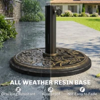 Outsunny 20 lbs Resin Round Patio Umbrella Base 18" Outdoor Decorative Cast Stone Parasol Stand Market Garden Umbrella Holder, Bronze(m-5)