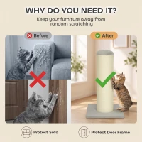 PawHut 30" Tall Cat Scratching Post, 7.9" Large Diameter Scratch Post with Natural Sisal Rope and Stable Base(m-7)
