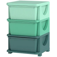 Qaba 3 Tier Kids Storage Unit, Toy Organizers and Storage with 3 Drawer for Bedroom Nursery Living Room for Boys Girls Green(m-1)
