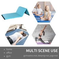 Soozier 4'x8'x2" Folding Gymnastics Tumbling Mat, Exercise Mat with Carrying Handles for Yoga, MMA, Martial Arts, Stretching, Core Workouts, Light Blue(m-5)