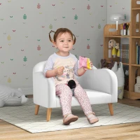 Qaba 2 Seater Kids Sofa with Soft Foam Padded, Anti-Tipping Design, White(m-10)