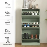 HOMCOM Modern Shoe Storage Cabinet with 3 Flip Drawers and Adjustable Shelves for 12-18 Pairs of Shoes, Green(m-6)