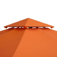 Outsunny 10' x 10' Square 2-Tier Gazebo Canopy Replacement Top Cover Outdoor Garden Sun Shade, Orange(m-10)