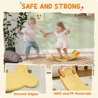 Qaba 24.4" Kids Balance Board, Wobble Board Toddler Curved Rocker, Preschool Balance & Sensory Play Toy, Ages 3-6, Yellow(m-7)