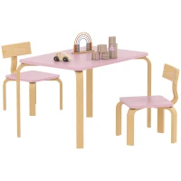 Qaba Kids Table and 2 Chair Set, Children Multi-Activity Furniture Set for Playing, Learning, Eating, Craft, Pink(m-9)