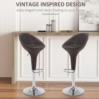 HOMCOM Adjustable Bar Stools Set of 2, Rattan Bar Height Barstools with Swivel for Pub Counter Kitchen(m-4)