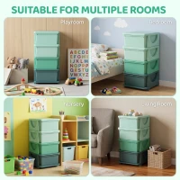 Qaba 4 Tier Kids Storage Unit, Toy Organizers and Storage with 4 Drawer for Bedroom Nursery Living Room for Boys Girls Green(m-6)