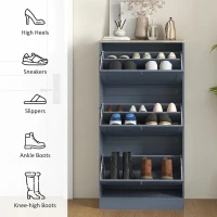 HOMCOM Modern Shoe Storage Cabinet with 3 Flip Drawers and Adjustable Shelves for 12-18 Pairs of Shoes, Blue(m-6)