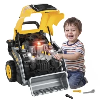 Qaba Truck Engine Toy, Kids Mechanic Repair Set with Spray, Lights, Sounds, Educational Excavator Gifts for 3-6 Years(m-1)