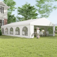 Outsunny 33'x20' Heavy Duty Steel Carport Garage Wedding Party Event Tent Shelter Gazebo Outdoor w/ Sidewalls Canopy Pavilion White(m-8)