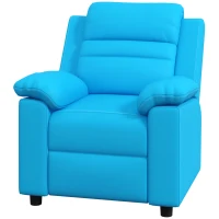 Qaba Kids Leather Recliner Chair with Armrest, Footrest, Headrest for Boys and Girls 3-9 Years Old, Blue(m-1)