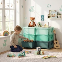 Qaba 3 Tier Kids Storage Organizer with 6 Drawers for Bedroom, Nursery, Kindergarten, Living Room, Boys and Girls, Green(m-2)