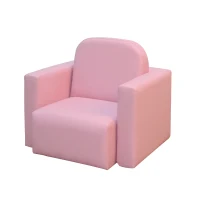 Qaba Kids Sofa, 2-in-1 Multi-Functional Toddler Table and Chair, Children Armchair Sturdy Couch for 3-9 Years Old, Pink(m-2)