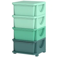 Qaba 4 Tier Kids Storage Unit, Toy Organizers and Storage with 4 Drawer for Bedroom Nursery Living Room for Boys Girls Green(m-1)