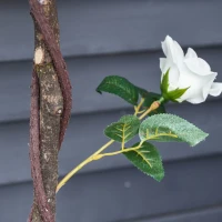 Outsunny 3FT Artificial Plant White Rose Floral in Pot, Fake Plant for Home Indoor Decor(m-9)