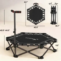 Soozier 42" Foldable Mini Trampoline, Rebounder Trampoline with Adjustable Foam Handle for Indoor Outdoor Workout for Adults(m-3)