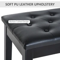 HOMCOM Piano Bench, Duet Piano Chair with Faux Leather Padded Cushion and Wooden Frame, Button Tufted Keyboard Bench, Black(m-5)