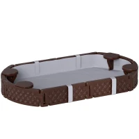 Qaba Kids Sandbox with Cover, 4 Corner Seats, Bottom Liner for Backyard, Garden, Outdoor, 71" x 42" W x 9", Dark Brown(m-1)