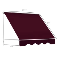Outsunny 6' Drop Arm Manual Retractable Window Awning Sun Shade Shelter for Patio Balcony Outdoor, Aluminum, Wine Red(m-3)