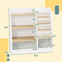 Qaba 4 Tier Kids Bookshelf and Toy Storage Organizer with Book Rack, for Living Room, Kids Room, Playroom, Bedroom, White(m-3)