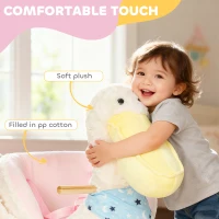 Qaba Baby Rocking Horse, Kids Ride on Pelican Rocking Horse for Toddlers 18–36 Months with Realistic Duck Sound, White(m-6)