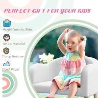 Qaba 2 Seater Kids Sofa with Soft Foam Padded, Anti-Tipping Design, White(m-7)