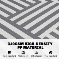 Outsunny Reversible Outdoor RV Rug, Patio Floor Mat, 6'x9' Plastic Straw Rug for Backyard, Deck, Beach, Camping, Grey and Cream(m-4)
