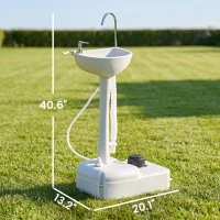 kleankin Portable Camping Sink, HDPE Portable Sink Hand Wash Station with 4.5 Gallon Tank, Wheels, Soap Dispenser, Towel Holder(m-3)