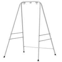 Outsunny Hammock Chair Stand  Indoor and Outdoor Use with Anti-Slip Foot Pads, 2 Carabiners, White(m-1)