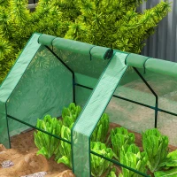 Outsunny Portable Mini Greenhouse, Outdoor Garden with Large Zipper Doors and Water/UV PE Cover, 12' x 3' x 3', Green(m-9)