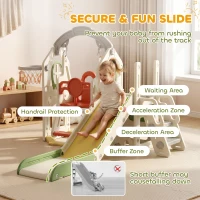 Qaba 6-in-1 Toddler Slide and Swing Set with Adjustable Swing Seat, Ladder, Climbing Wall, Basketball Hoop for Indoor Outdoor(m-5)