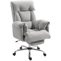 HOMCOM High Back Office Chair, Reclining Desk Chair with Footrest, Swivel Base, Rolling Wheels, Light Grey(m-2)