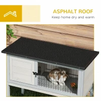 PawHut Elevated Rabbit Hutch, Wooden Bunny Cage with Hinged Asphalt Roof and Removable Tray, for Indoor/Outdoor, Gray(m-7)