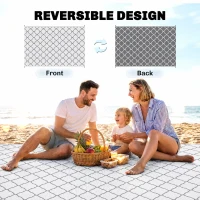 Outsunny Waterproof  Outdoor Rug, 6' x 9' RV Rug Reversible Mat for Backyard, Deck, Picnic, Beach, Camping, Grey & White Net(m-7)