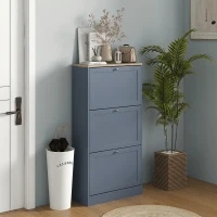 HOMCOM Modern Shoe Storage Cabinet with 3 Flip Drawers and Adjustable Shelves for 12-18 Pairs of Shoes, Blue(m-10)