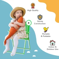 Outsunny Kids Folding Picnic Table and Chair Set Pattern Outdoor Garden Patio Backyard with Removable & Height Adjustable Sun Umbrella Green(m-5)